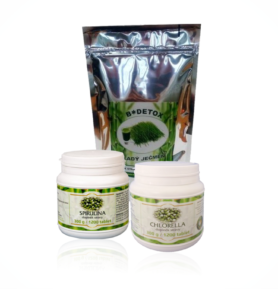 Bio-Detox Chlorella 300g  + Spirulina 300g + Mladý ječmen 500g  ZDARMA