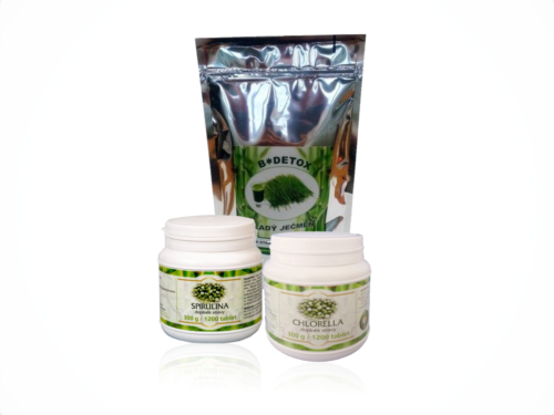Bio-Detox Chlorella 300g  + Spirulina 300g + Mladý ječmen 500g  ZDARMA