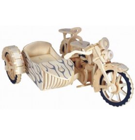3D Puzzle přírodní - Motocykl s vozíkem