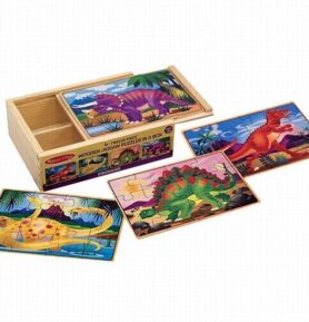 Puzzle dřevěné - V krabičce, Dinosauři, 48ks (M&D)