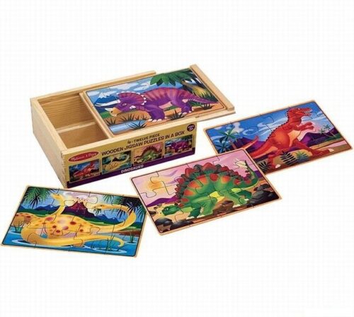 Puzzle dřevěné - V krabičce, Dinosauři, 48ks (M&D)