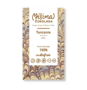 Míšina čokoláda Cukrfree tmavá čokoláda 100% Tanzanie s kešu, 60g