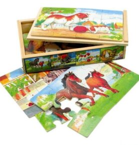 Puzzle dřevěné - V krabičce, Zvířátka, 48ks (Bino)