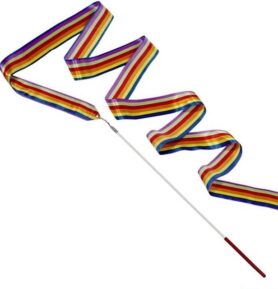 Gymnastická stuha s hůlkou - Duhová (Goki)