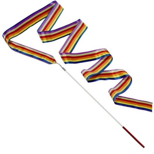 Gymnastická stuha s hůlkou - Duhová (Goki)