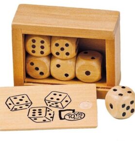 Hrací kostka dřevěná - V krabičce, 6ks (Goki)