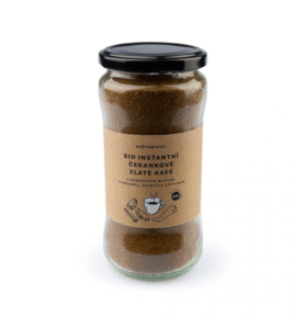 Květomluva BIO Instantní čekankové Zlaté kafé s kokosovým mlékem, kurkumou a skořicí, 115g
