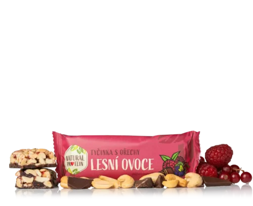 NaturalProtein Ořechová tyčinka - Lesní ovoce, 40g