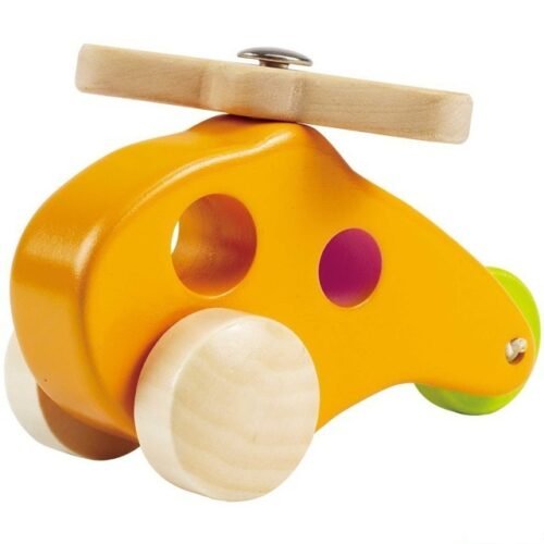 Vrtulník - Dřevěný žlutý na kolečkách (Hape)
