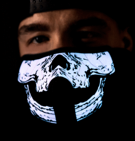 RAVEON Rave rouška Skull | Maska reagující na zvuk