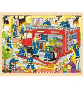 Puzzle na desce - Velké A3, Hasiči, 48ks (Goki)