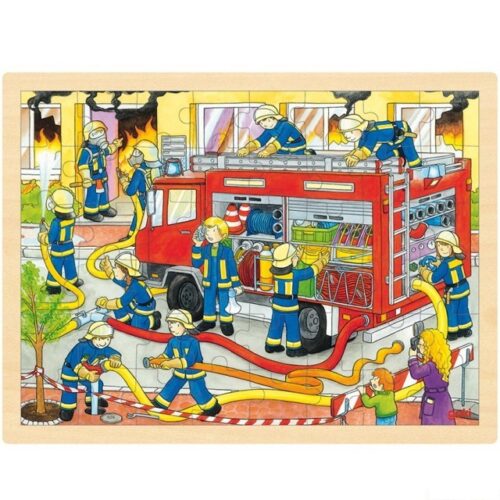 Puzzle na desce - Velké A3, Hasiči, 48ks (Goki)