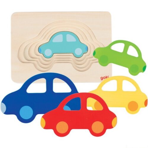 Puzzle vícevrstvé - Auto, 5 vrstev (Goki)