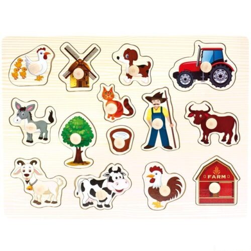 Puzzle vkládací - Farma, 14ks (Bino)