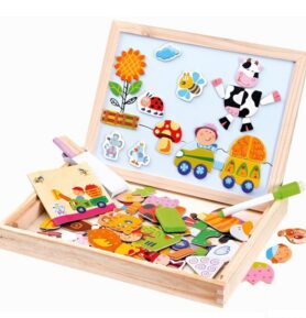 Puzzle magnetické - Magnet-křída, Farma, 102ks