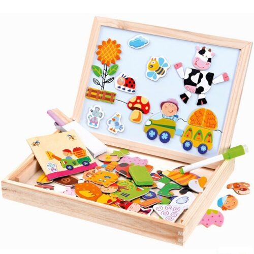 Puzzle magnetické - Magnet-křída, Farma, 102ks