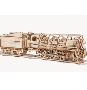 Ugears 3D mechanické puzzle Parní lokomotiva s vagónem 443 ks