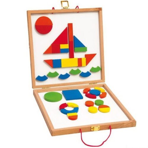 Puzzle magnetické - Kreativní kufřík s tvary (Woody)