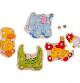 Společenská hra - Kostková hra puzzle zvířátka (Goki)