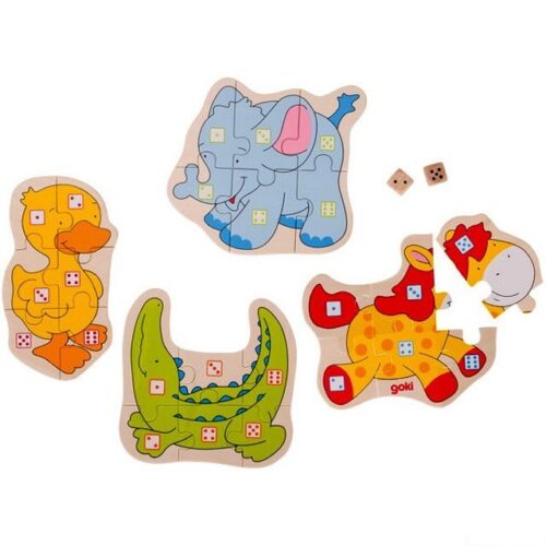 Společenská hra - Kostková hra puzzle zvířátka (Goki)