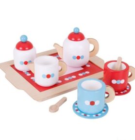 Nádobí dětské - Čajový set dřevěný, Servis s puntíky (Bigjigs)