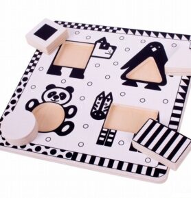 Puzzle pro nejmenší - Vkládačka černobílá, Pes (Bigjigs)