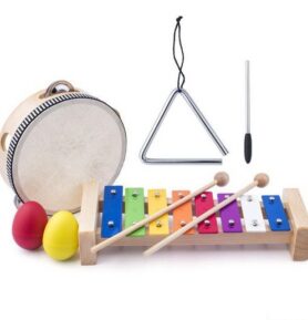 Hudba - Muzikální set, 4 nástroje, S trianglem (Woody)