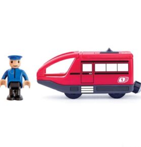 Vláčkodráha mašinka - Elektrická s pohonem, Moderní červená (Woody)
