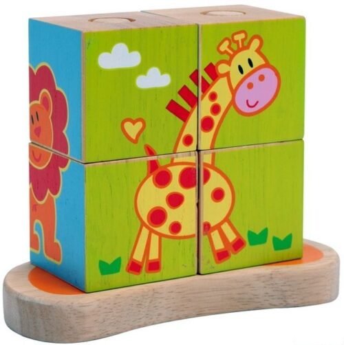 Kostky obrázkové na tyči 4ks - Safari zvířátka (Small foot)
