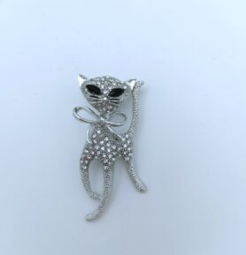 Phoenix Brož Elegantní kočka s mašlí stříbrná