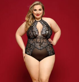 Love by love Dámské body ELEGANCE PLUS SIZE, černá XL-XXL