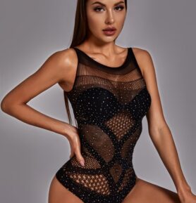 Vaqua Dámské body s kamínky 83028 , černé