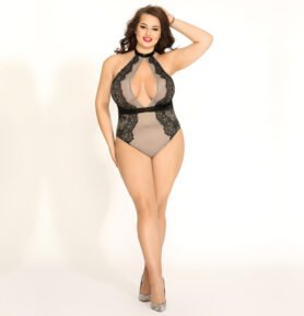 Love by love Dámské body SPICY PLUS SIZE, šedočerná XL-XXL