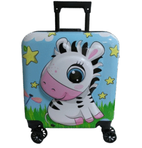 Lamer Dětský skořepinový kufr Zebra světle modrý 3D