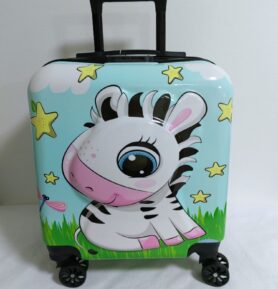 Lamer Dětský skořepinový kufr Zebra světle zelený 3D