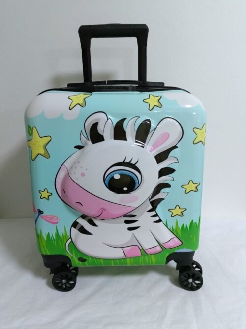Lamer Dětský skořepinový kufr Zebra světle zelený 3D