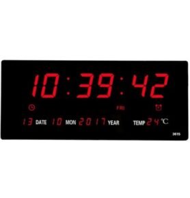 DZL Digitální nástěnné LED hodiny 36x15x3cm, modrá, červená 3615 Barva: Modrá