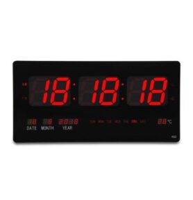 DZL Digitální nástěnné LED hodiny 45x22x3cm, červené 4622