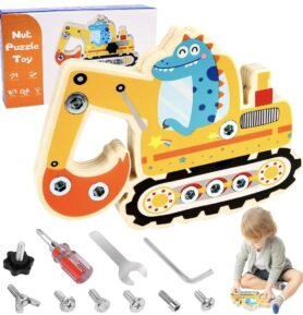 Hobi Toys Dřevěná vzdělávací hračka s nářadím, bagr