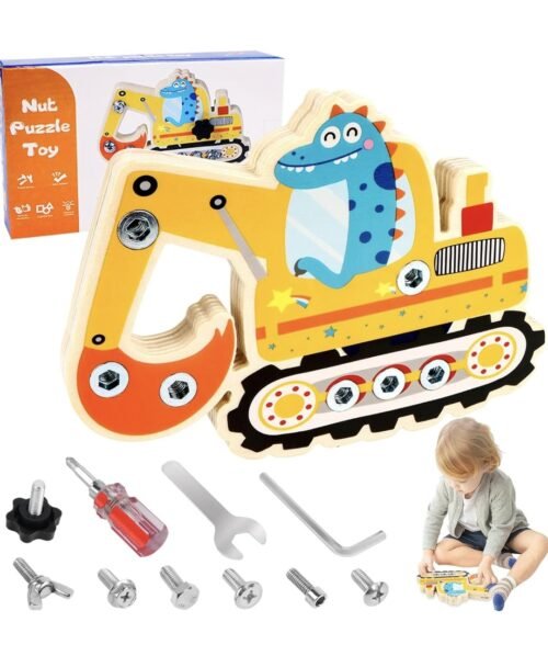 Hobi Toys Dřevěná vzdělávací hračka s nářadím, bagr