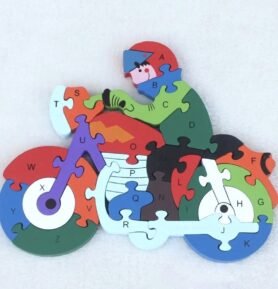 Hobi Toys Dřevěné vzdělávací puzzle Motorka