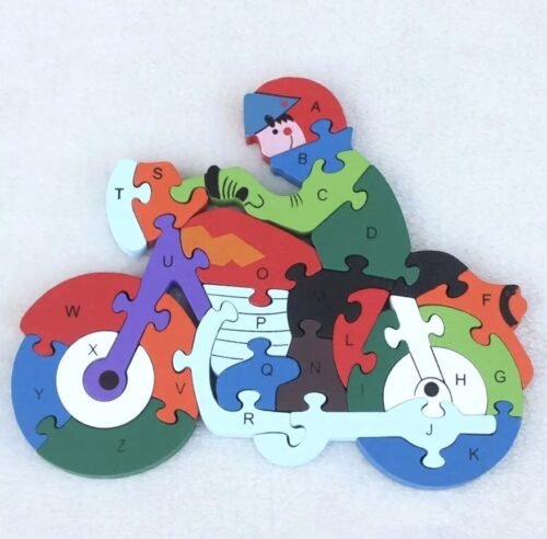 Hobi Toys Dřevěné vzdělávací puzzle Motorka