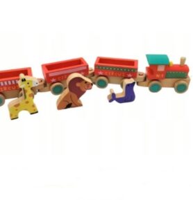 Wood Toys Dřevěný vláček Cirkus se zvířátky