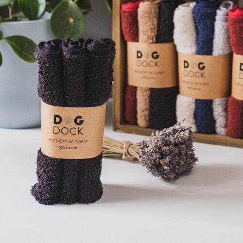 DogDock Ručníky na tlapky, velikost S, 3ks - černá
