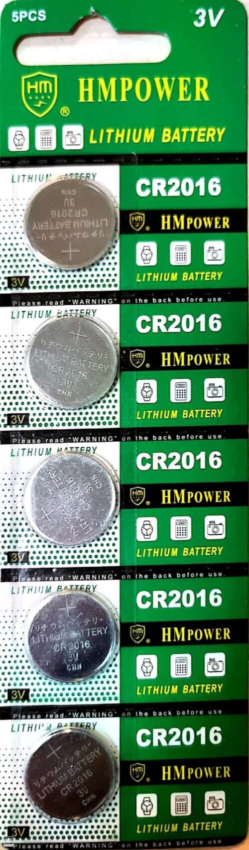 HMPOWER CR2016 lithium knoflíková baterie 5ks - 3V