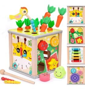 Wood Toys Interaktivní dřevěná kostka Ptáček