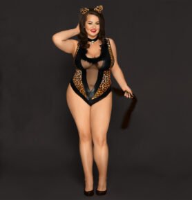Love by love Kostým Kočičí žena PLUS SIZE, leopardí XL-XXL P81113