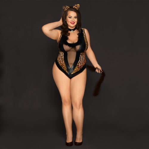Love by love Kostým Kočičí žena PLUS SIZE, leopardí XL-XXL P81113