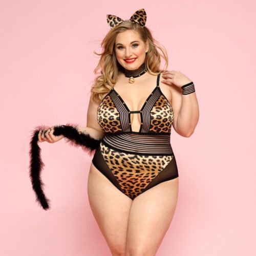 Love by love Kostým Kočičí žena PLUS SIZE, leopardí, XL-XXL P91106