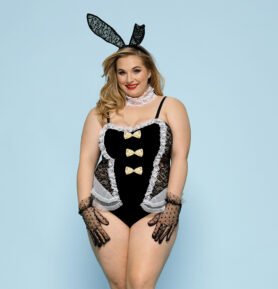 Love by love Kostým Zajíček PLUS SIZE, černý XL-XXL P91102